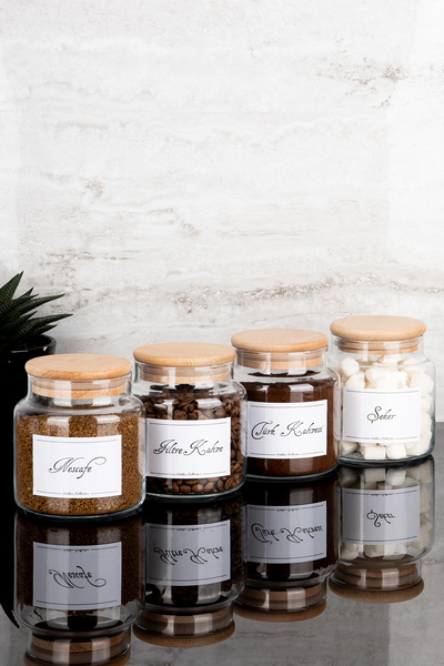 Dolkin Home Set of 4 500ml Coffee Corner with Wooden Lid Turkish Coffee/Nesca...