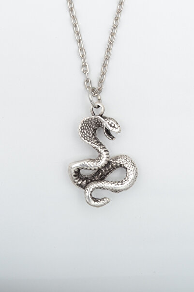 Bu Farklı Kobra Yılan Gümüş Kaplama Düz Zincir Kolye