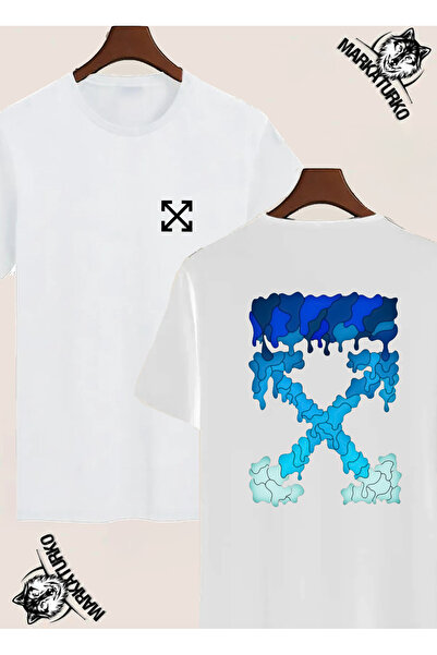 MarkaTurko تيشيرت أبيض بتصميم خاص على الوجهين مطبوع من Street Fashion 2026-699