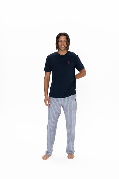 U.S. Polo Assn. Γνήσιο ανδρικό κοστούμι πιτζάμα με πέτο με αδειοδότηση New Season