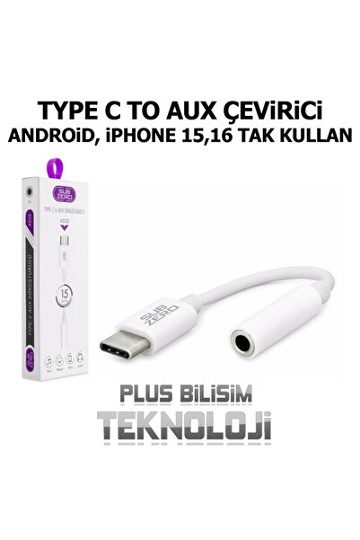 Subzero Type C to Aux Kulaklık Dönüştürücü Tak Çalıştır iPhone 15 Uyumlu Subzero AD20