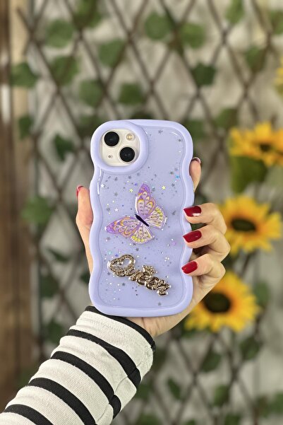 mooodcase iPhone 13 Uyumlu 3D Queen ve Kelebek Desenli Silikonlu Telefon Kılıfı