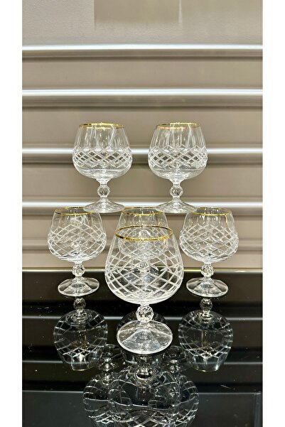 Vakıf home Bohemia Kristal Kesme El İşi Gold Ayaklı Kahve Yanı Su Bardağı