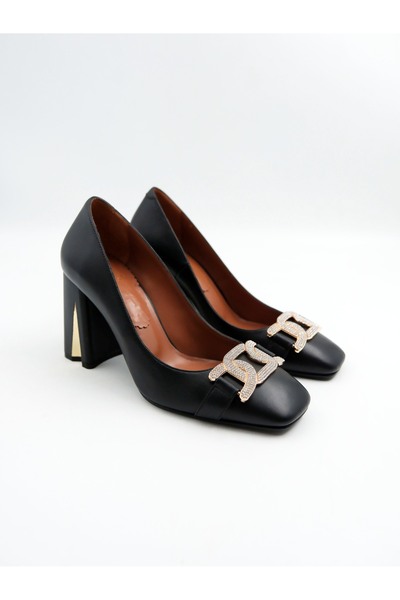 Tenau Pantofi cu toc de damă din piele naturală