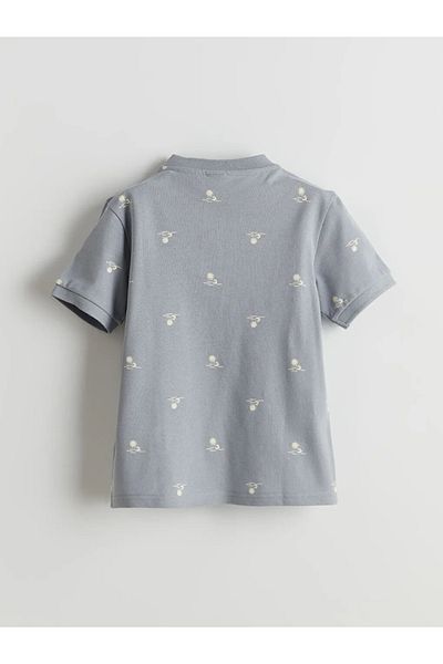 LC Waikiki Lcw Kids Ecru Judge Collar Patterned Boy's Pique T-Shirt