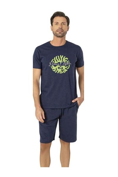 Pierre Cardin Licensed New Season Men's Dowry Cotton Crew Neck Short Sleeve Combed Cotton Summer Pajama Set