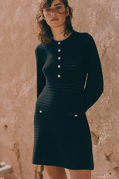 H&M Delik Desenli Triko Elbise