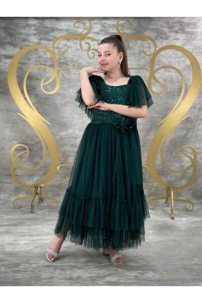 Pumpido Esila Model Bayramlık Kız Çocuk Elbisesi