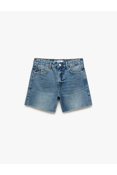 Koton Düğmeli Cep Detaylı Mini Rahat Kalıp Denim Şort