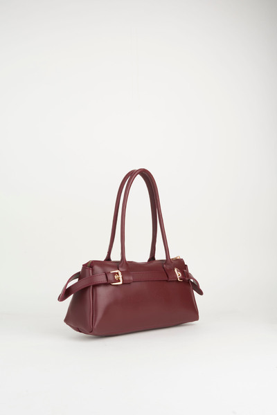 Vivaq Women's Saffron Burgundy Baguette Design Belted Faux Leather Zipper Closure Handbag