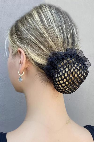 CAŞ DEKORASYON Black Color Mesh Detailed Knob Buckle
