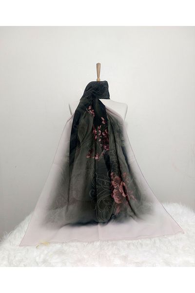 REMOMODA Patterned Shil Yetti Gradient Floral Fashion Shawl