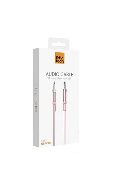 Nettech 3.5mm Plastic 100 cm Aux Cable (Pink)