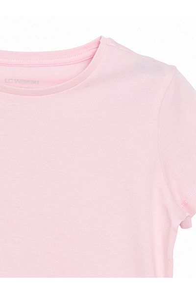 LC Waikiki Μπλουζάκι για κορίτσια LCW Kids Crew Neck Απλό χτενισμένο βαμβακερό
