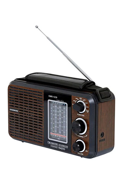 Olsenmark Rechargeable Radio With USB OMR1239 Brown/Black