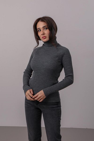 FACETTE Pulover de damă antracit cu guler rotit