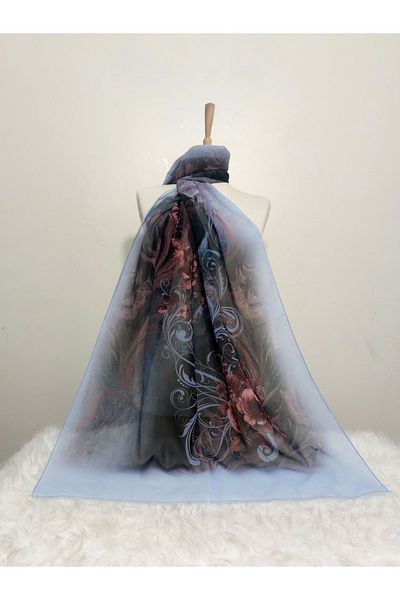 REMOMODA Patterned Shil Yetti Gradient Floral Fashion Shawl