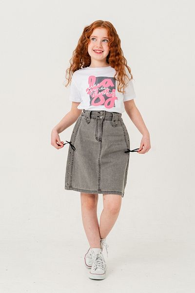 GİYİCEM TEKSTİL Fusta de blugi cu ochi lateral pentru fete 2956
