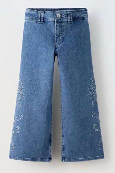 Kidmark Çocuk Modası بنطال جينز بناتي بتفاصيل مطرزة