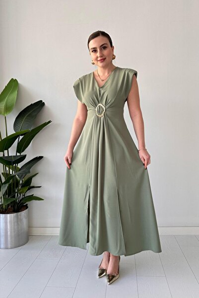 MaziButik Mint Padded Dress - Double Slit