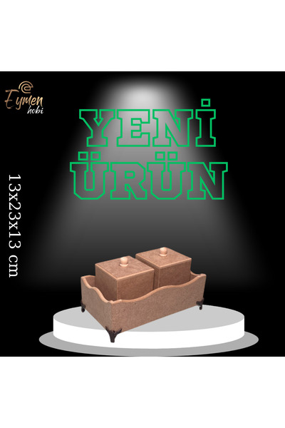 Eymen Hobi Boyanabilir Ahşap Baharatlık 2 li Kutu Takımı Saklama Kabı Ham Mdf...