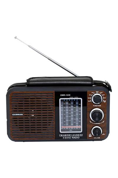 Olsenmark Rechargeable Radio With USB OMR1239 Brown/Black