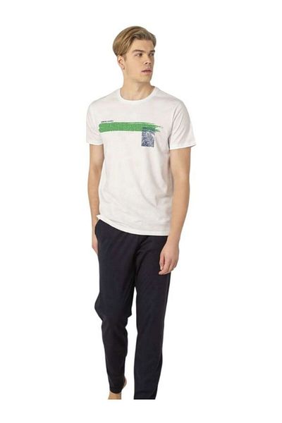 Pierre Cardin New Season Men's Dowry %100 Cotton Crew Neck Short Sleeve and Pocket Combed Cotton Summer Pajama Set