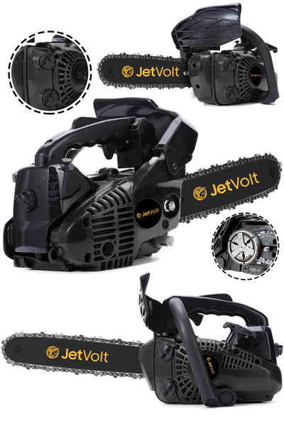 JetVolt 25cc Mini Benzinli Testere Ağaç Odun Dal Budama Ve Kesme Testeresi Hızar Motoru - Siyah