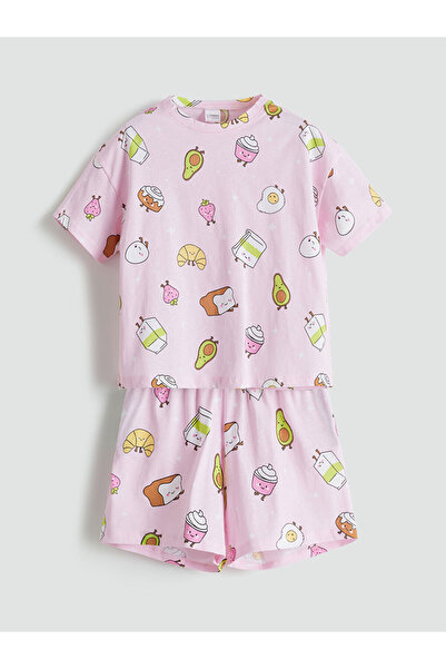 LC Waikiki LCW Kids Crew Neck lány pizsama szett rövidnadrággal