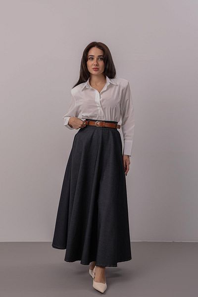 FACETTE Γυναικεία τζιν φούστα Indigo Midi μήκους