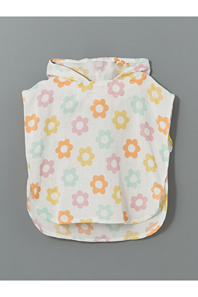 LC Waikiki Ecru Floral Printed Baby Girl Beach Towel