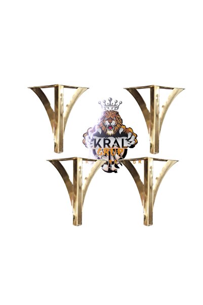 KRAL HIRDAVAT Model de țeavă în V de 15 cm, mobilier din metal auriu, dulap, fotoliu, canapea, picioare metalice pentru unitatea TV (4 bucăți)