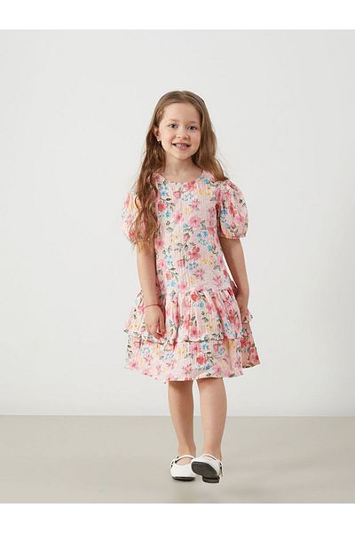 LC Waikiki New Season Crew Neck Floral Girl's Dress - S5Be19Z1