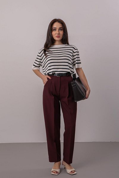 FACETTE Burgundy Carrot Cut High Waist Pants