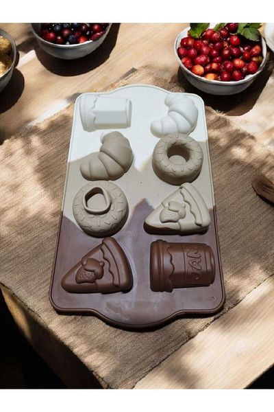 safestore 8 Compartment Cake Mold Silicone Chocolate Cookie Dessert Mold 8 Colorful Shapes