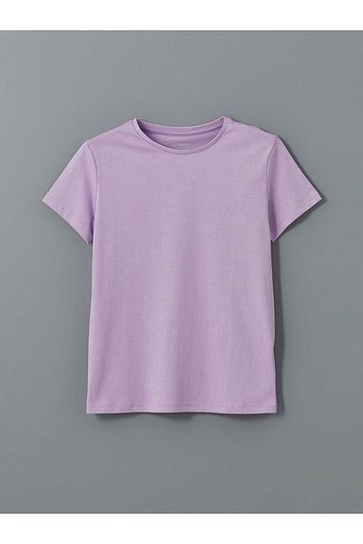 LC Waikiki New Season Crew Neck Plain Combed Cotton Girls T-Shirt - S5By22Z4