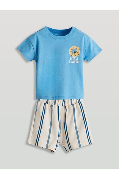 LC Waikiki Lcw Printed Baby Boy T-Shirt and Shorts 2-Piece