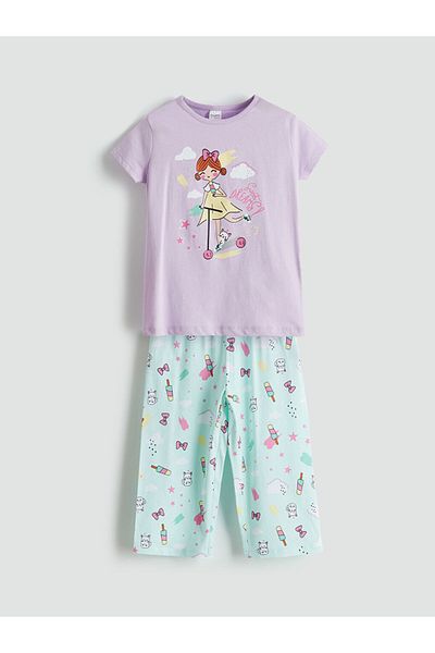 LC Waikiki Costum de pijama pentru fete LCW Kids Crew Neck