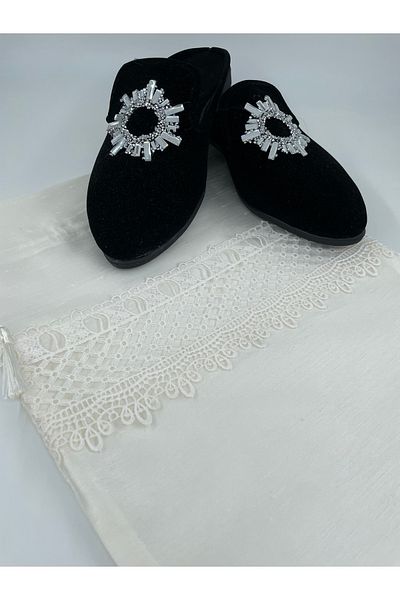 Lurji Dowry Bundle Elegant Guipure Detailed White Shoe Bag Stylish and Natural Protection for Shoe Laundry
