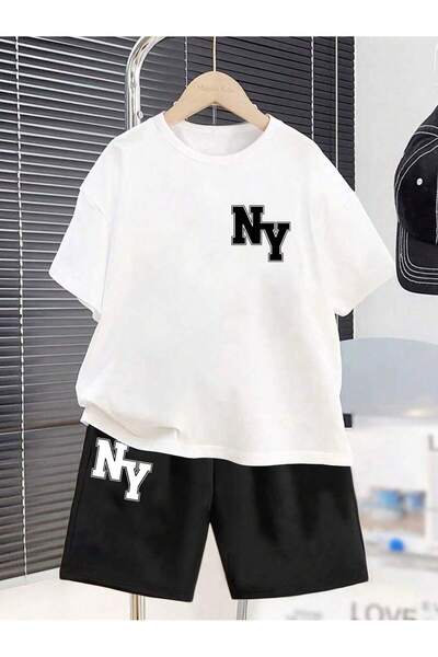 hilon Summer Kids Girls And Boys Cute And Cool Casual 2 Pcs T-Shirt And Bottoms