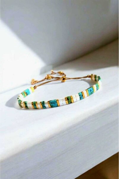 Atölye Olcay Eser ميوكي تيلا الخرز الزجاجي الهيماتيت الحجر الطبيعي الذهب الفي...