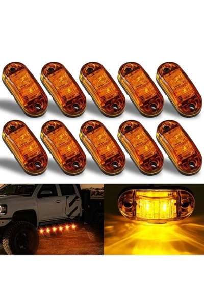 AHMET OTOMOTİV (10 ADET) 4 LEDLİ DEKORATİF SARI-TURUNCU LAMBA 12V-24V