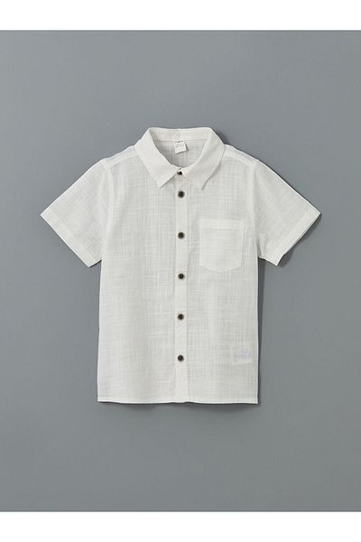 LC Waikiki Cămașă din popelin pentru băiat de bază New Season cu buzunare - S5DF04Z1