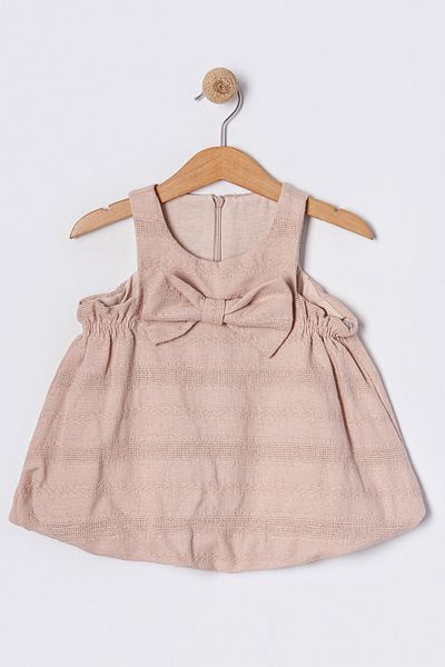 Bebüş Thick Strap Bow Detailed 6 Piece under Arm Elastic Powder Baby Dress 15716