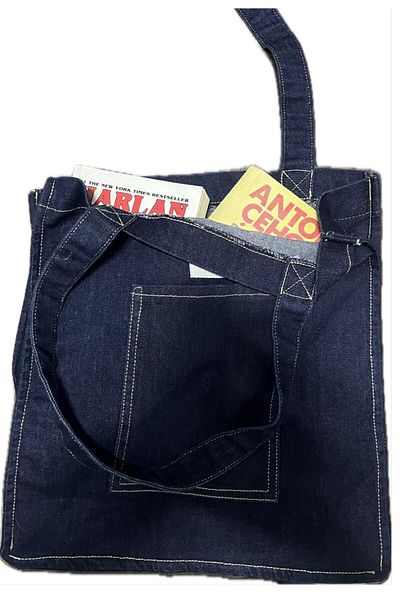 AKTEZ-EL Geantă Denim Geantă Denim Buzunar Detaliat