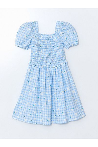 LC Waikiki Rochie de fetiță cu guler pătrat cu flori