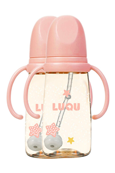 LUQU BABY Feeding Bottle PPSU with Handle-200ml-Pink -Pack of 2