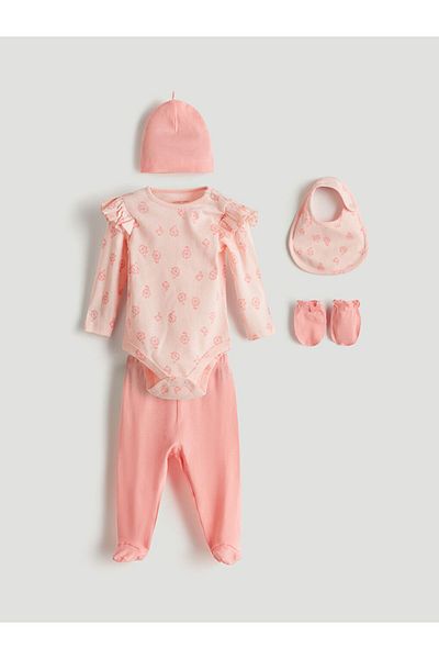LC Waikiki Combed Cotton Baby Girl Hospital Discharge Set