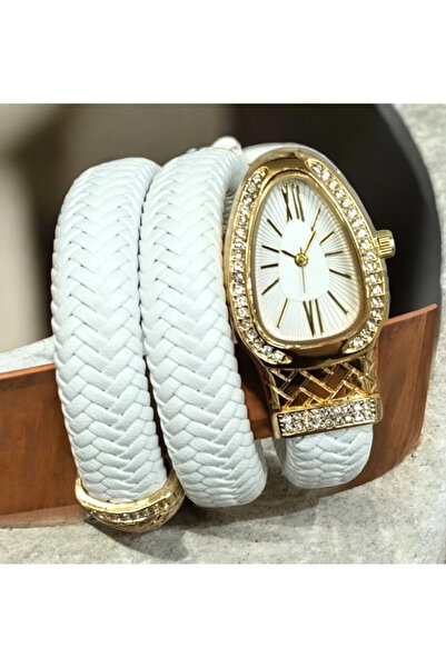 naaksesuar New Snake Model Wicker Design Stone Women's Watch