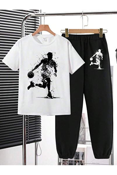 hilon Summer Kids Girls And Boys Cute And Cool Casual 2 Pcs T-Shirt And Bottoms